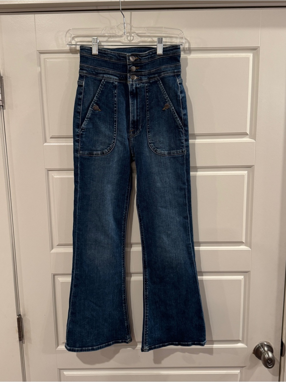 FRAME Le Crop Flare‎ Tiered Waist Radford Wash Jeans Size 00 (24 in Waist)